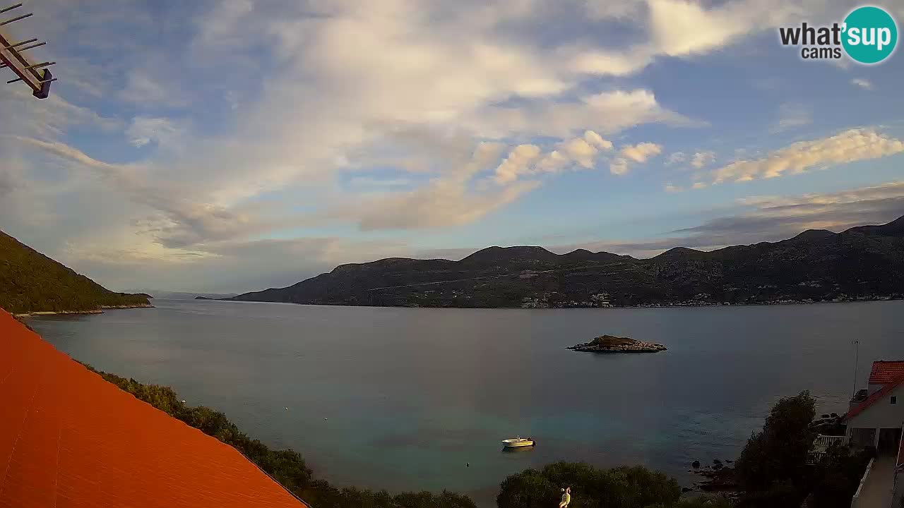 Korčula live webcam – Tri Žala panorama verso Pelješac