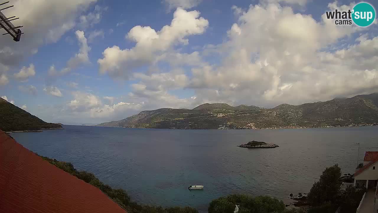 Korčula live webcam – Tri Žala panorama verso Pelješac