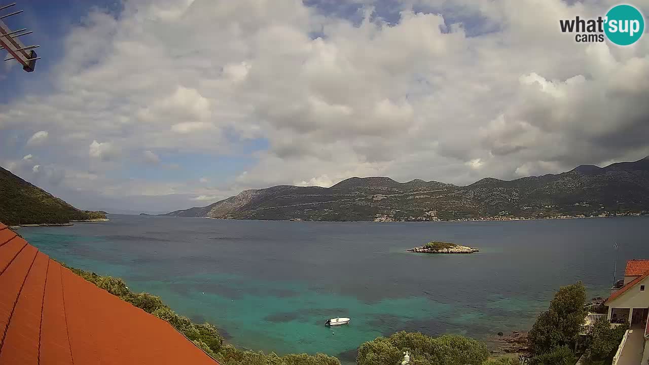 Korčula live webcam – Tri Žala panorama verso Pelješac