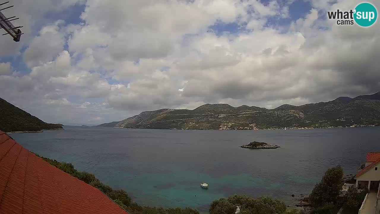 Korčula live webcam – Tri Žala panorama verso Pelješac