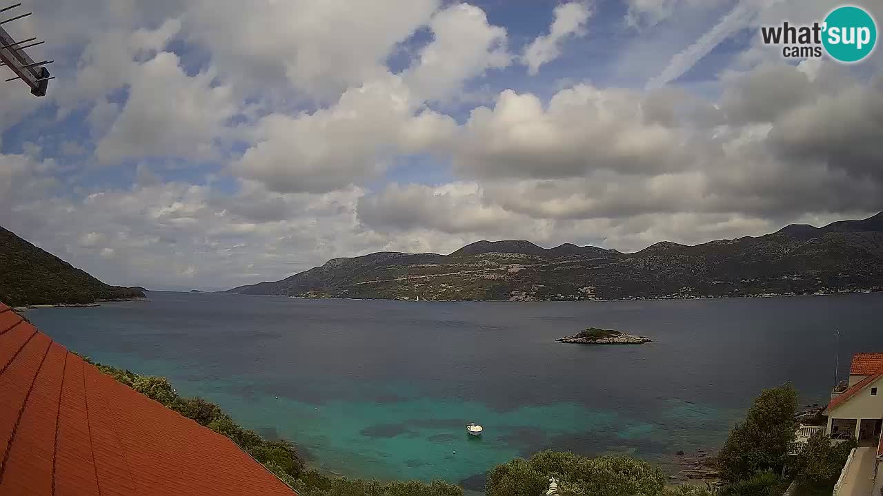 Korčula live webcam – Tri Žala panorama verso Pelješac