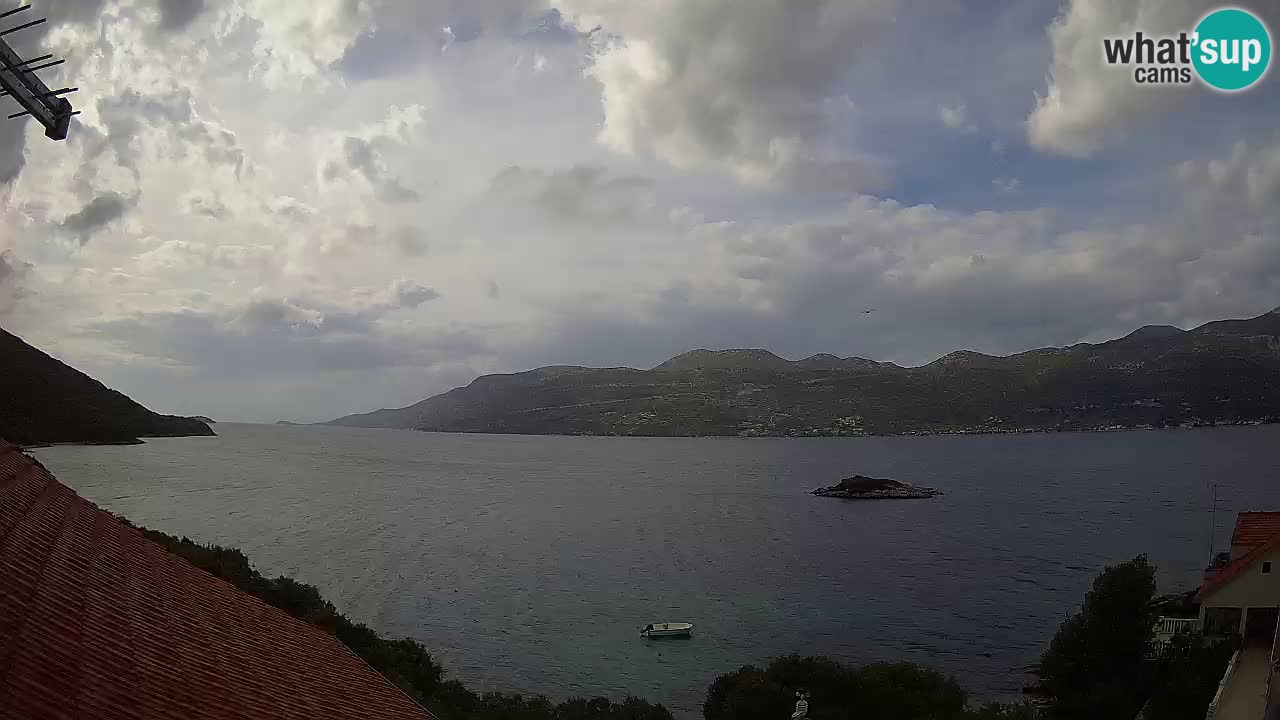Korčula live webcam – Tri Žala panorama verso Pelješac