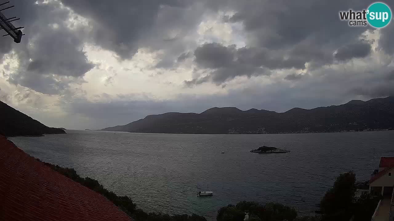 Korčula live webcam – Tri Žala panorama verso Pelješac
