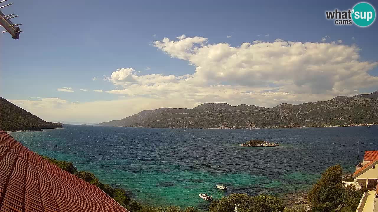 Korčula live webcam – Tri Žala panorama verso Pelješac