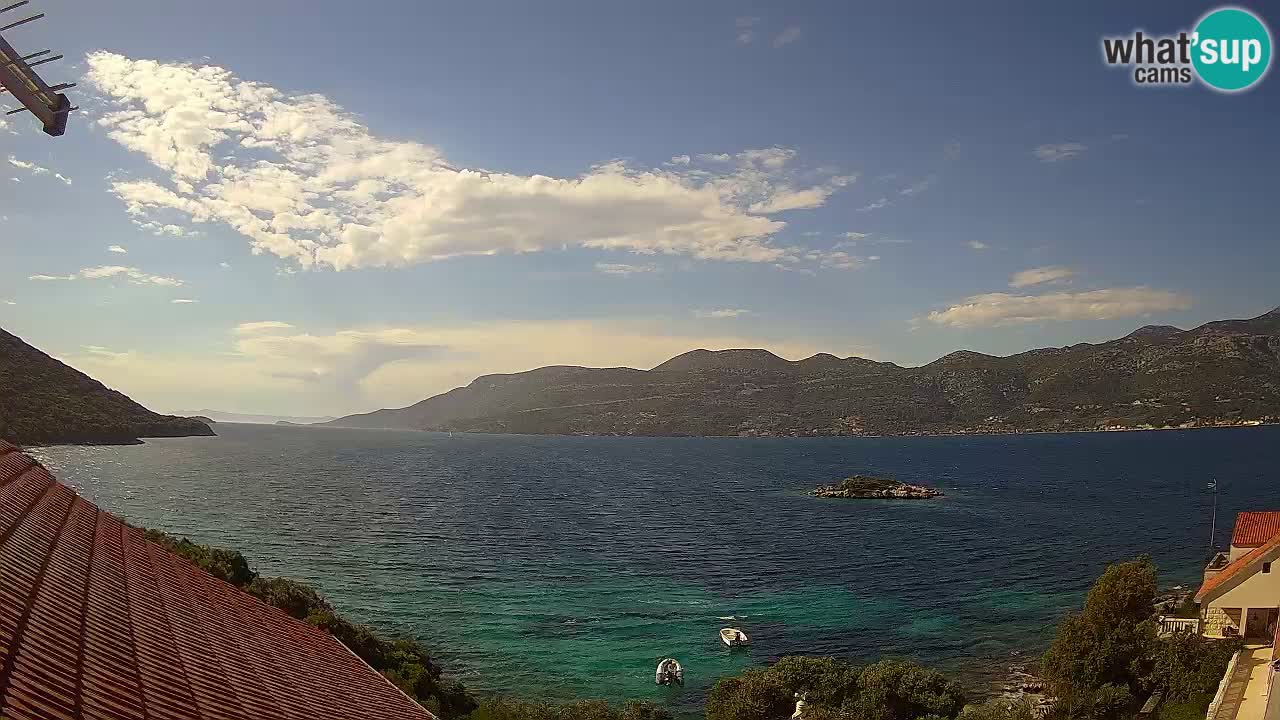 Korčula live webcam – Tri Žala panorama verso Pelješac