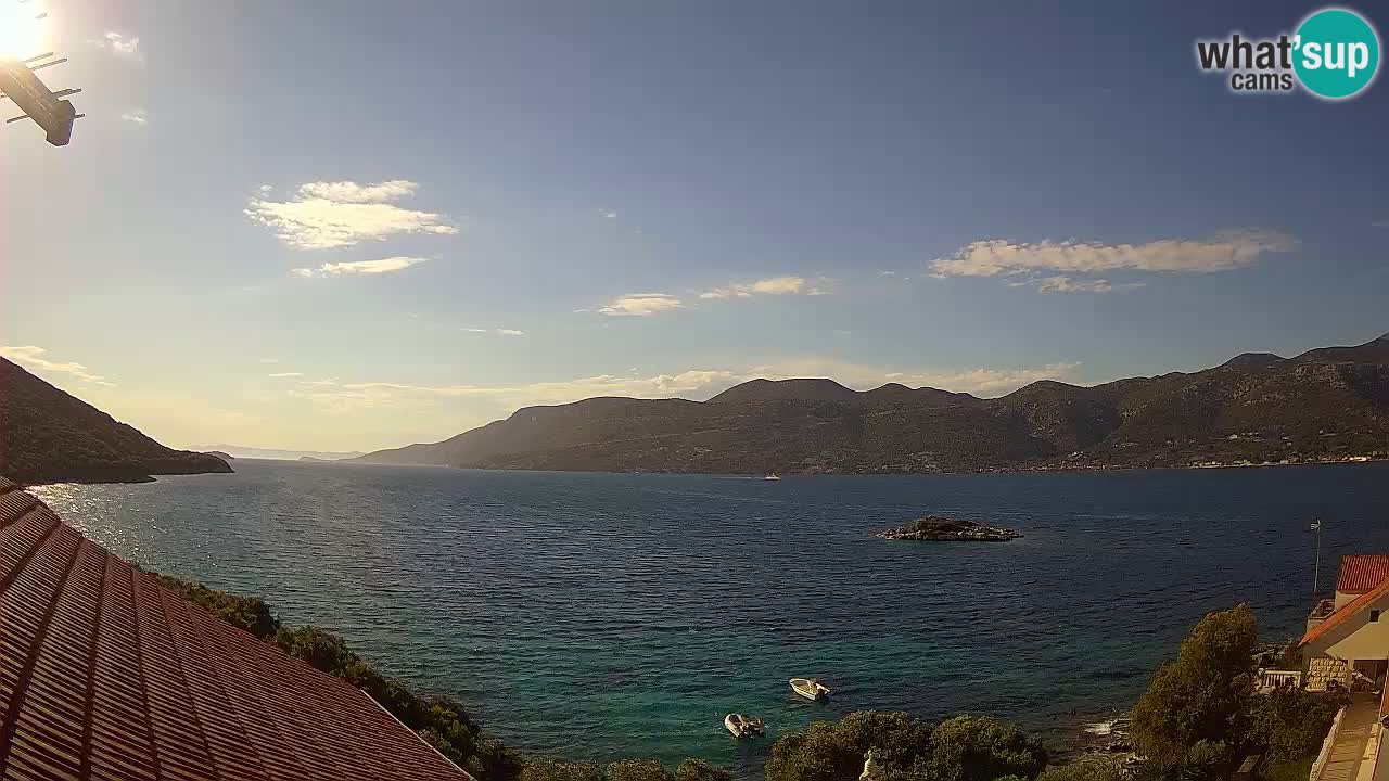 Korčula live webcam – Tri Žala panorama verso Pelješac