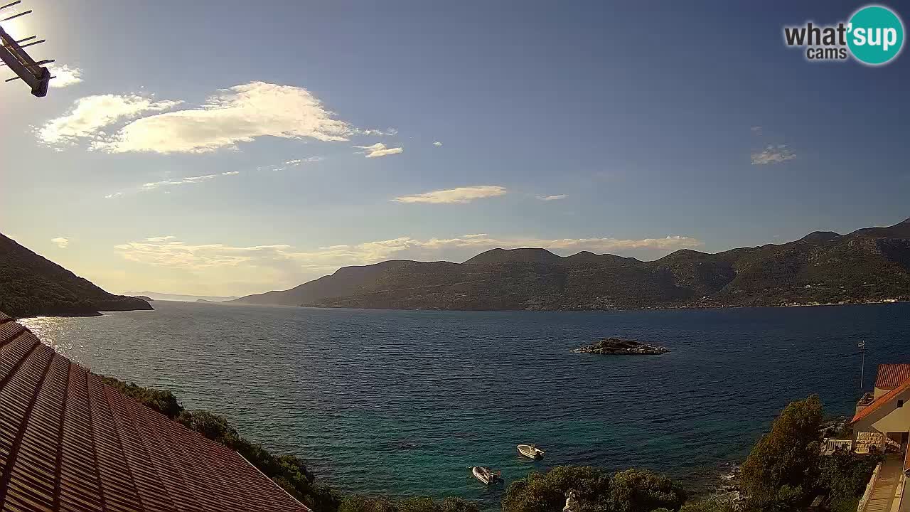 Korčula live webcam – Tri Žala panorama verso Pelješac