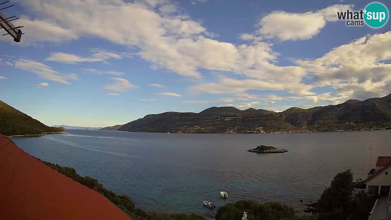 Korčula live webcam – Tri Žala panorama verso Pelješac