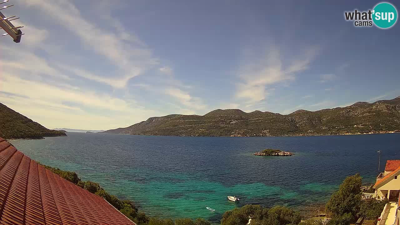 Korčula live webcam – Tri Žala panorama verso Pelješac