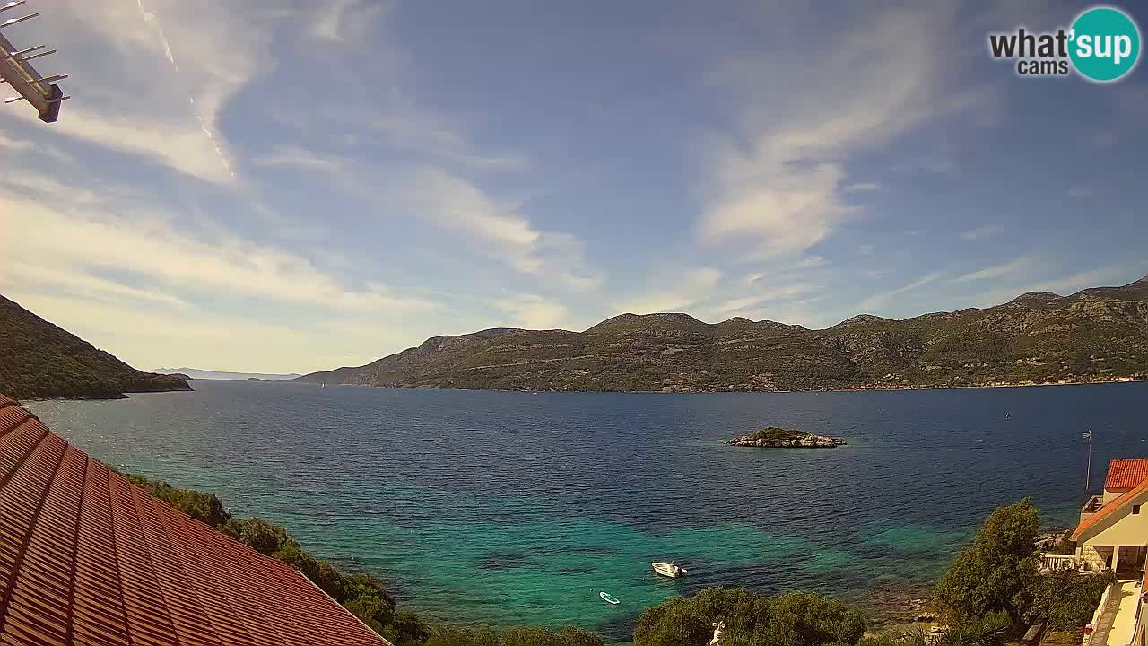 Korčula live webcam – Tri Žala panorama verso Pelješac