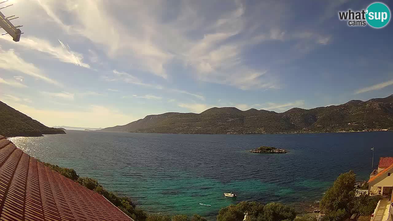 Korčula live webcam – Tri Žala panorama verso Pelješac