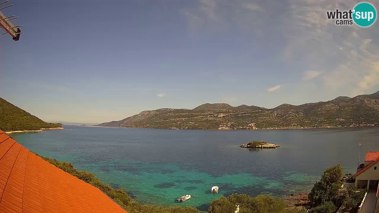 Korčula live webcam – Tri Žala panorama verso Pelješac