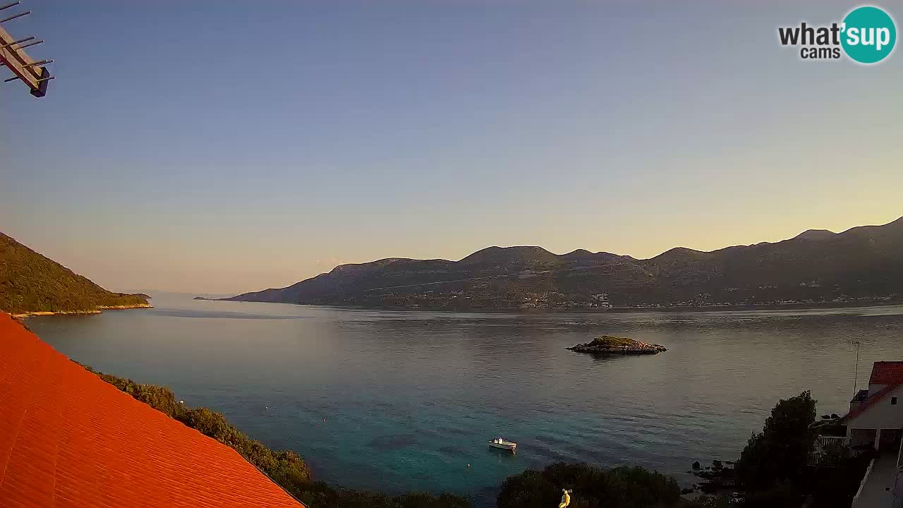 Korčula live webcam – Tri Žala panorama verso Pelješac