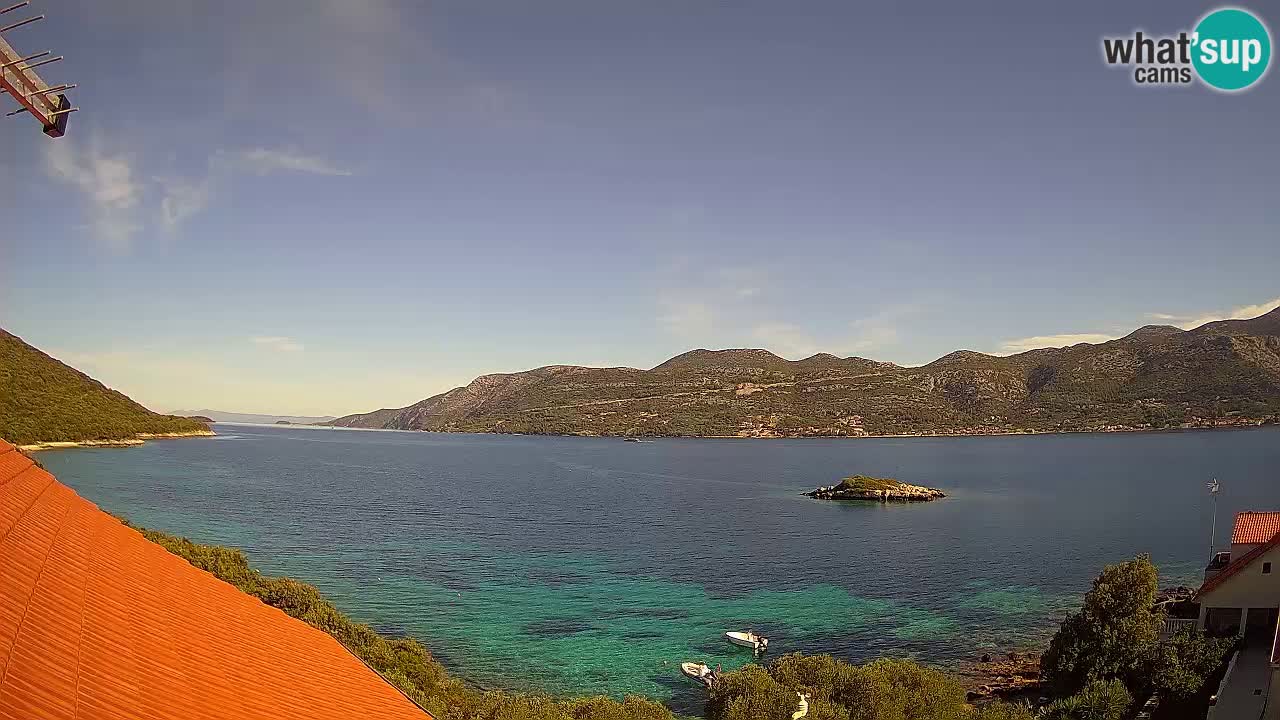Korčula live webcam – Tri Žala panorama verso Pelješac