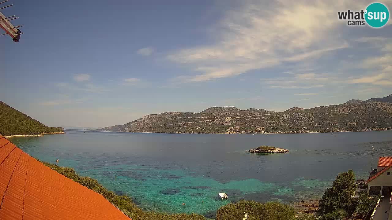Korčula live webcam – Tri Žala panorama verso Pelješac