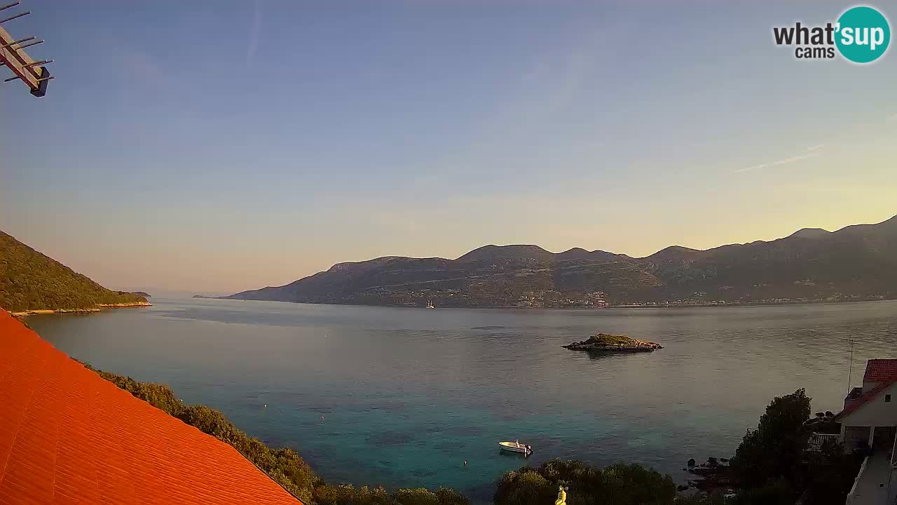 Korčula live webcam – Tri Žala panorama verso Pelješac