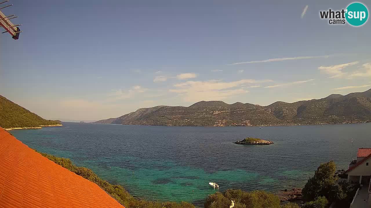 Korčula live webcam – Tri Žala panorama verso Pelješac