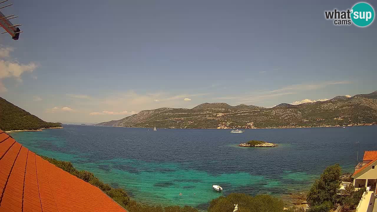Korčula live webcam – Tri Žala panorama verso Pelješac