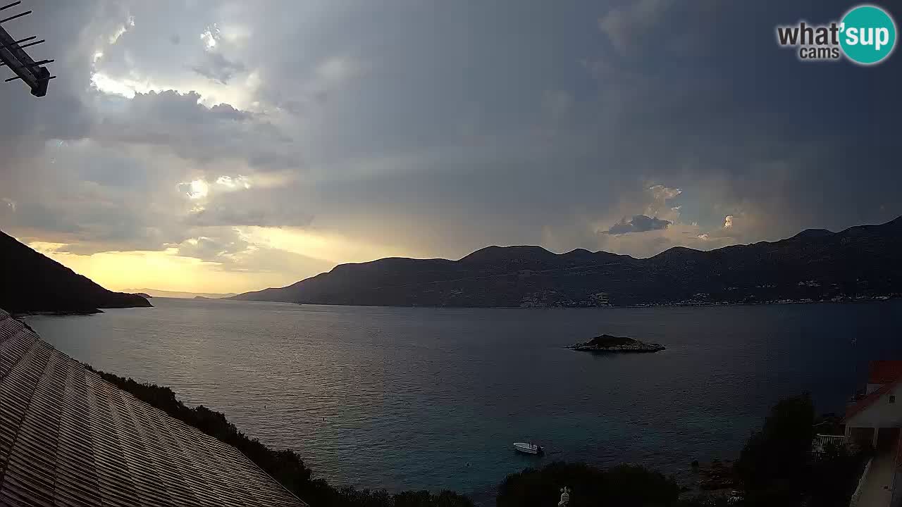 Korčula live webcam – Tri Žala panorama verso Pelješac