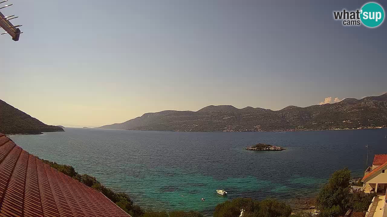 Korčula live webcam – Tri Žala panorama verso Pelješac