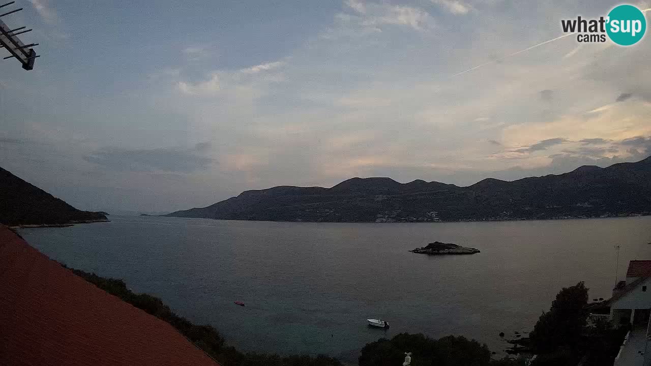 Korčula live webcam – Tri Žala panorama verso Pelješac