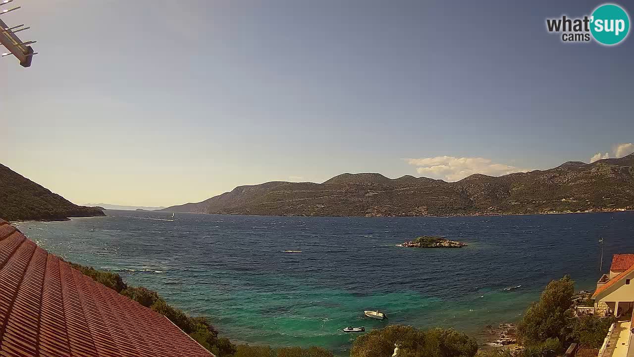 Korčula live webcam – Tri Žala panorama verso Pelješac