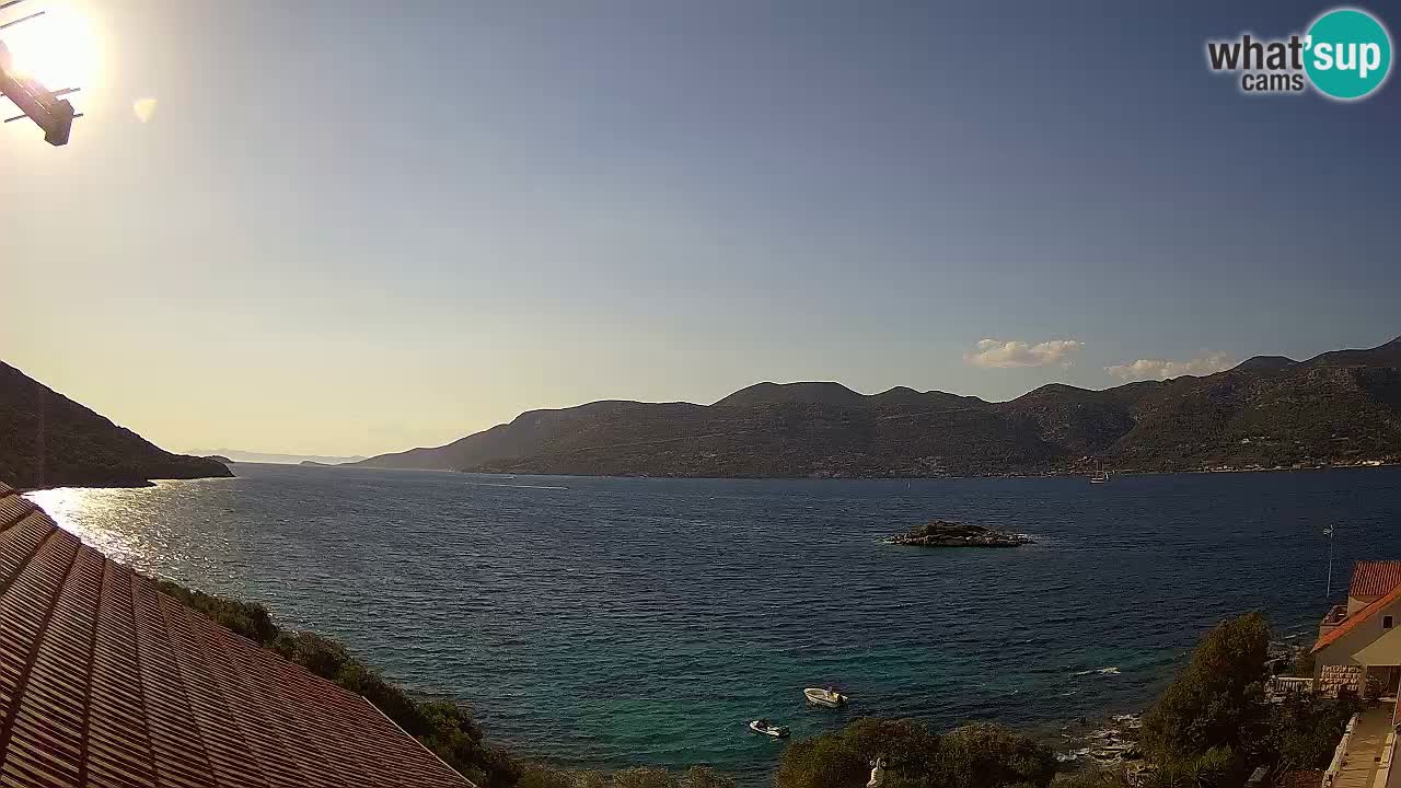 Korčula live webcam – Tri Žala panorama verso Pelješac