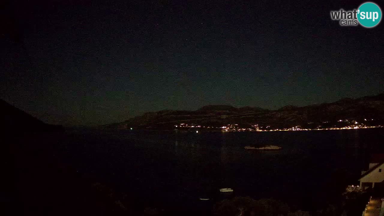 Korčula live webcam – Tri Žala panorama verso Pelješac