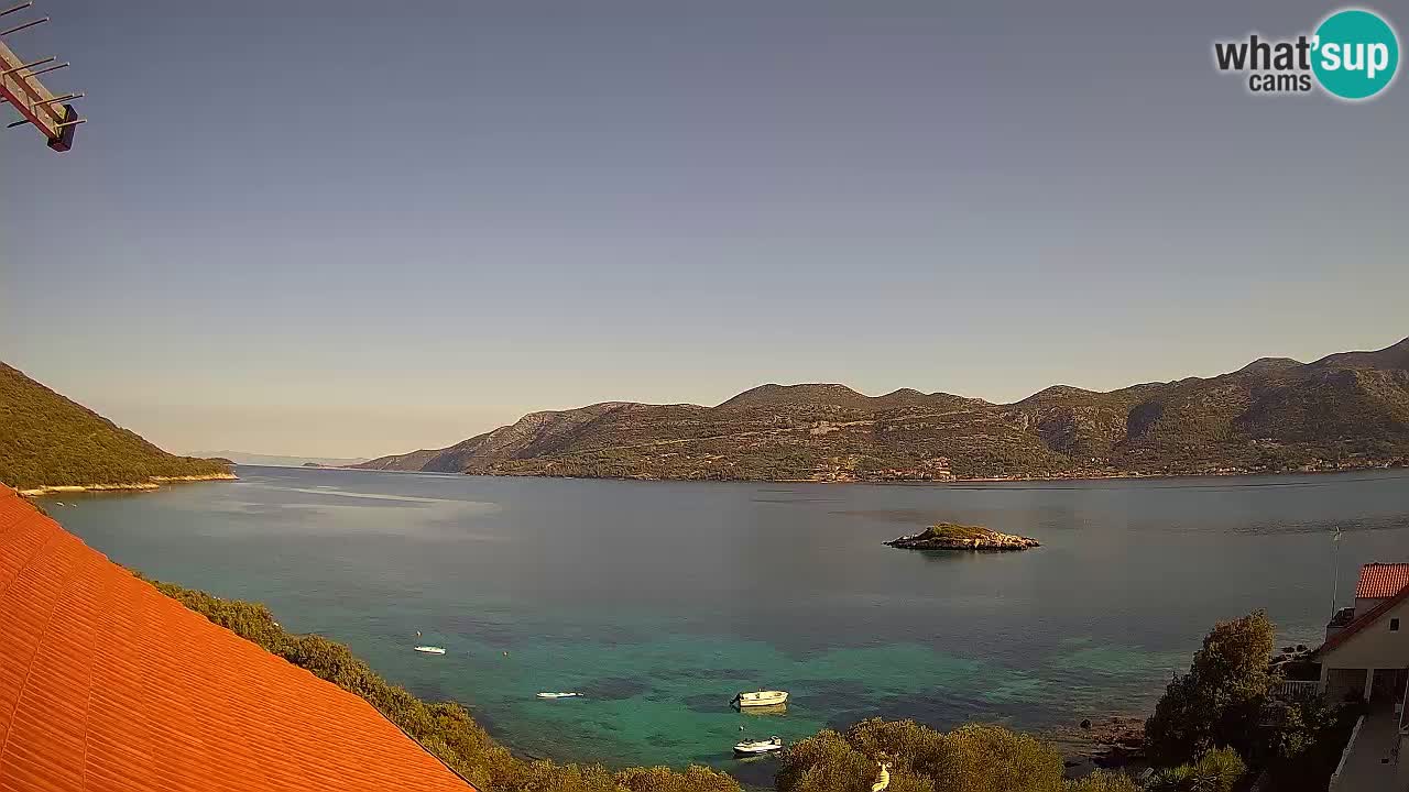 Korčula live webcam – Tri Žala panorama verso Pelješac
