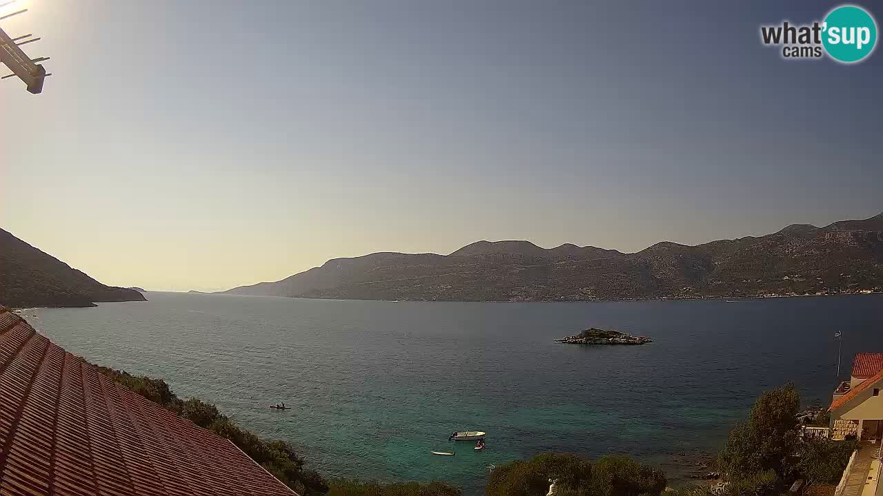 Korčula live webcam – Tri Žala panorama verso Pelješac