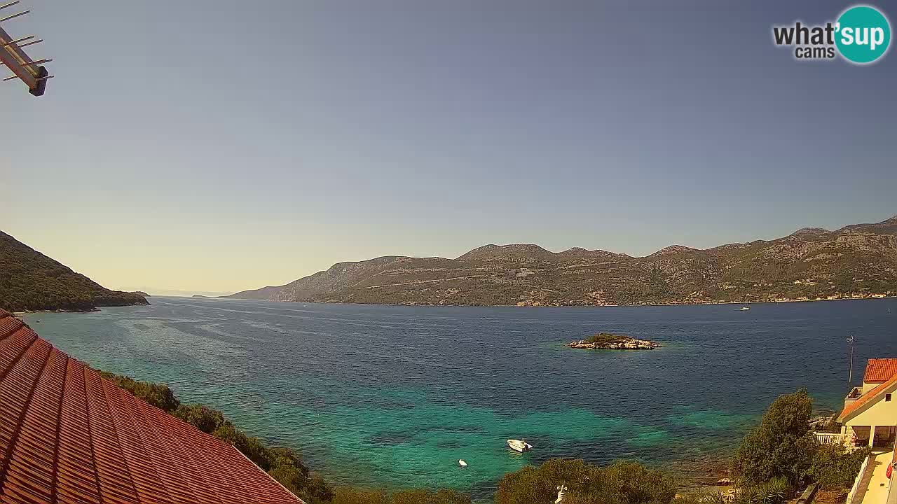 Korčula live webcam – Tri Žala panorama verso Pelješac