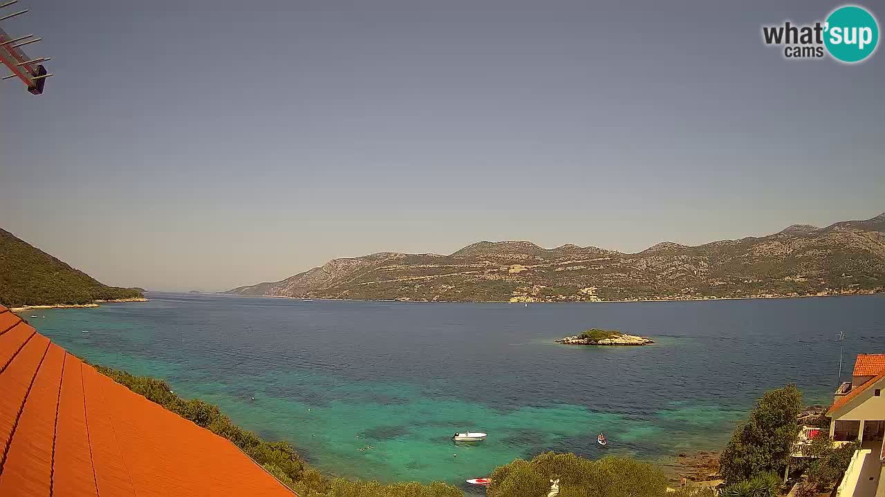 Korčula live webcam – Tri Žala panorama verso Pelješac
