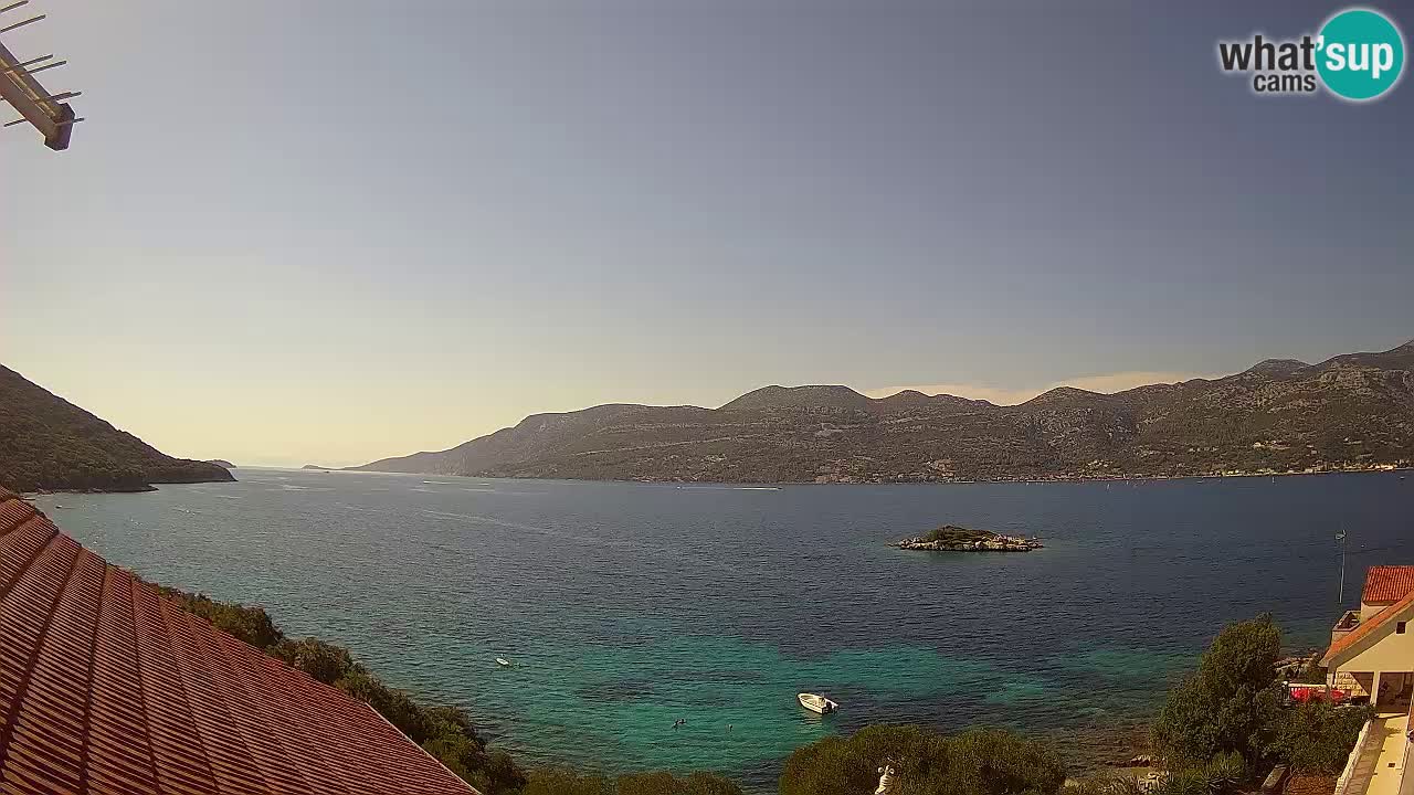 Korčula live webcam – Tri Žala panorama verso Pelješac