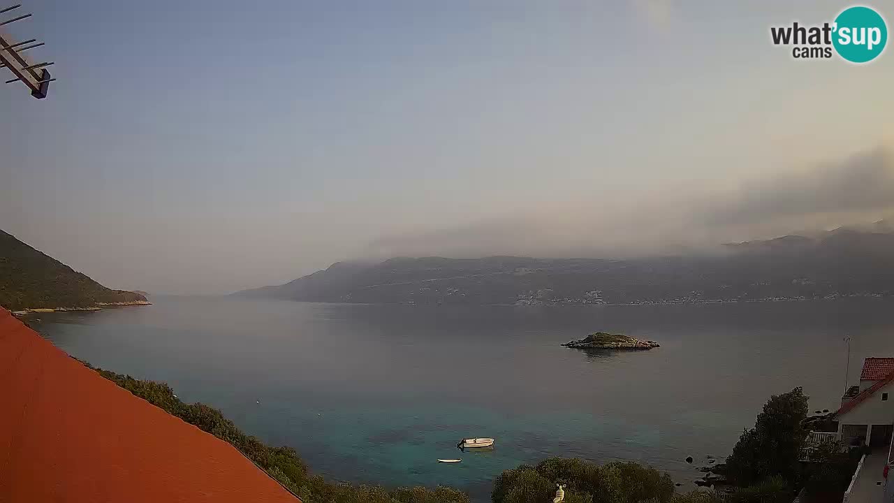 Korčula live webcam – Tri Žala panorama verso Pelješac