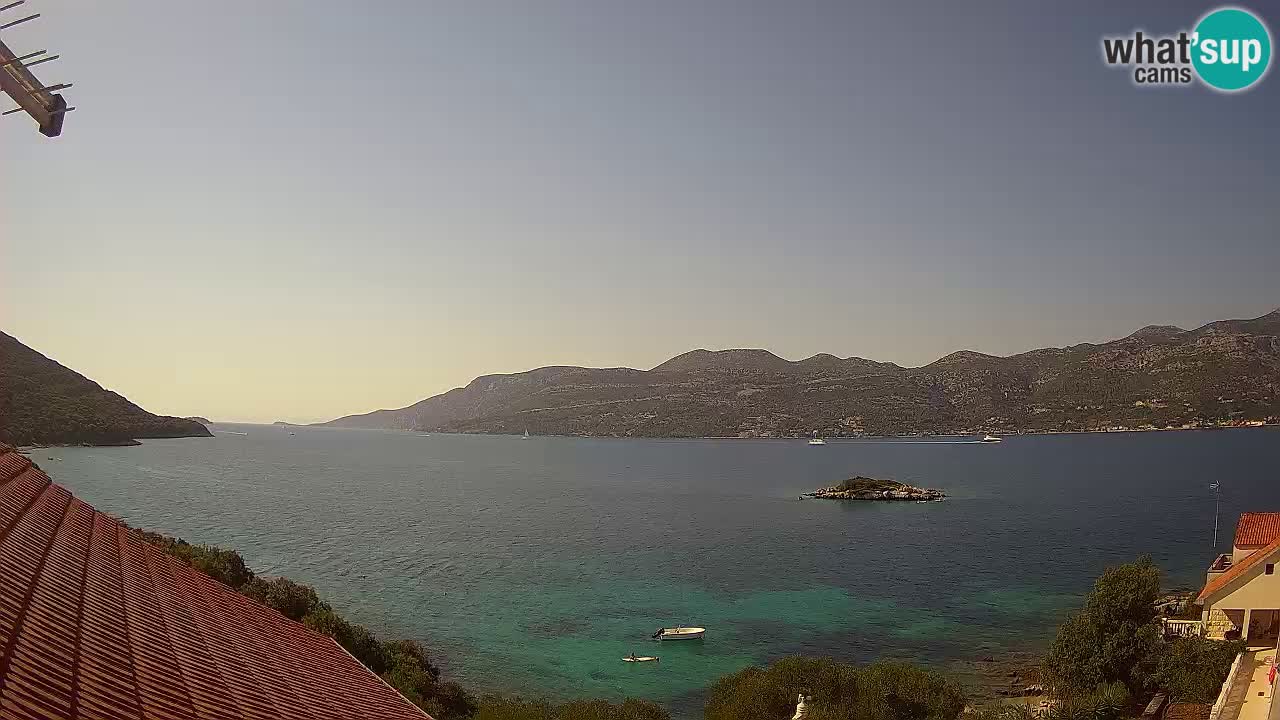 Korčula live webcam – Tri Žala panorama verso Pelješac