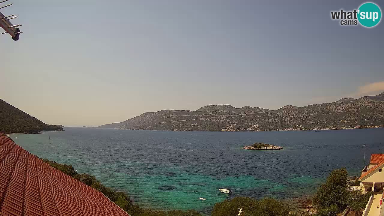 Korčula live webcam – Tri Žala panorama verso Pelješac