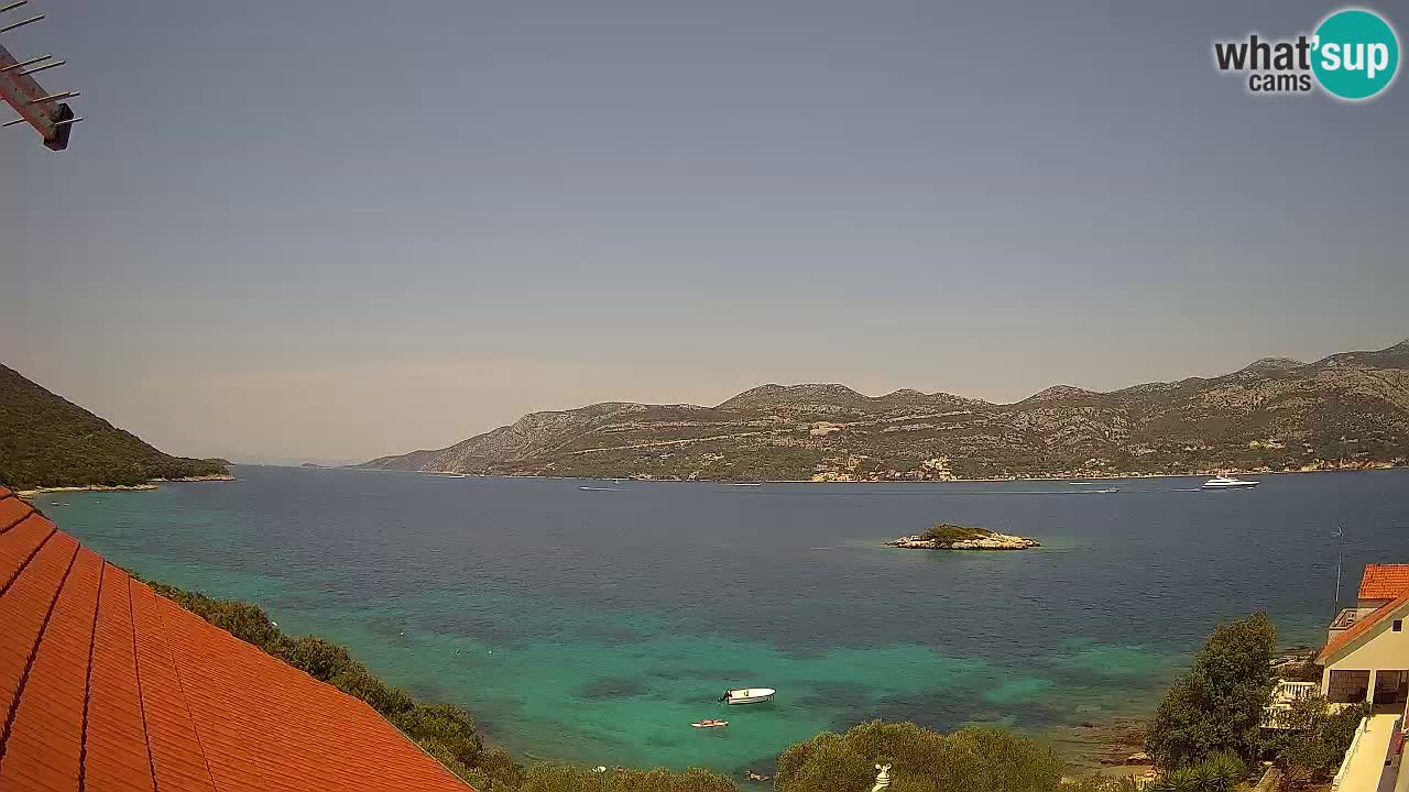 Korčula live webcam – Tri Žala panorama verso Pelješac