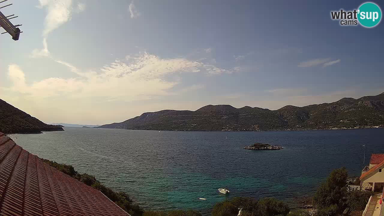 Korčula live webcam – Tri Žala panorama verso Pelješac