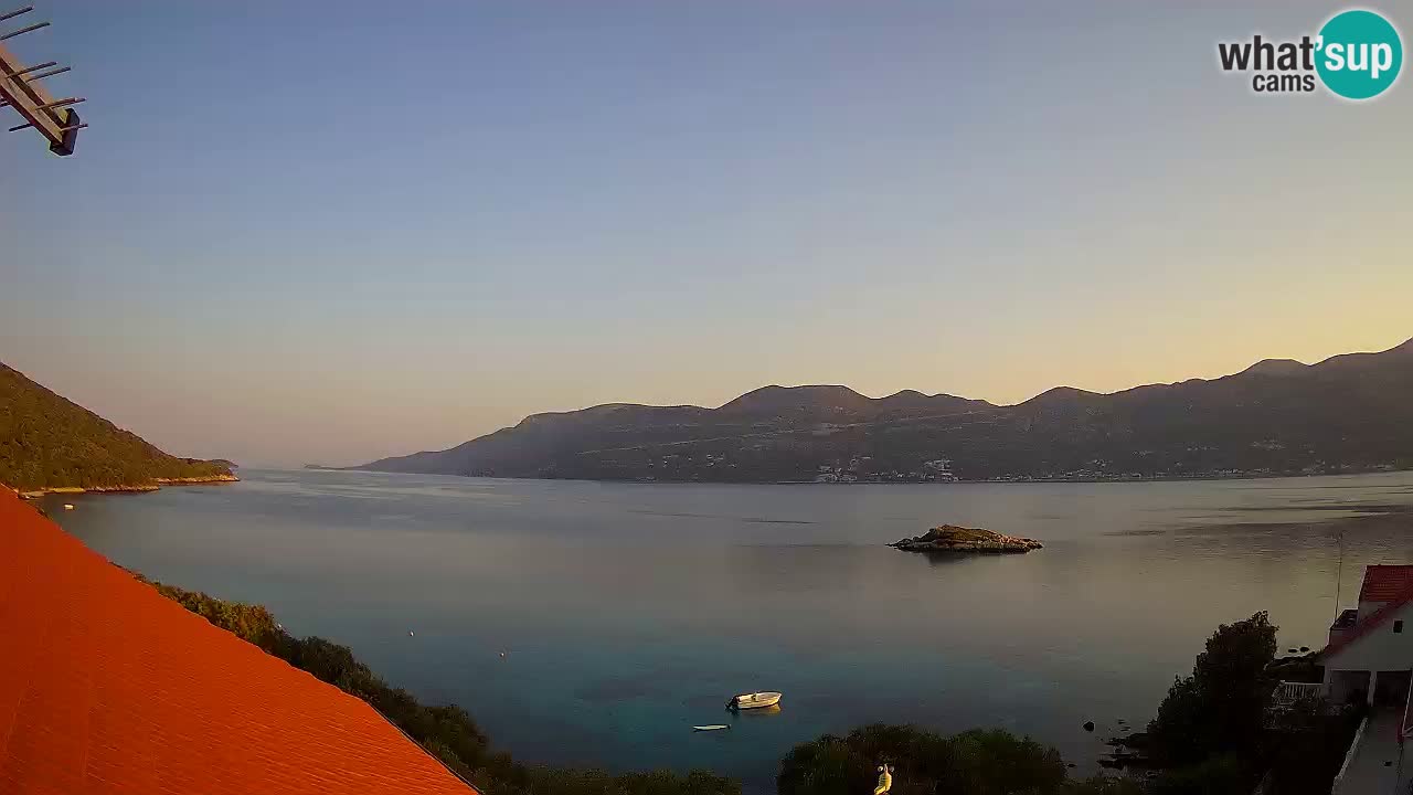 Korčula live webcam – Tri Žala panorama verso Pelješac