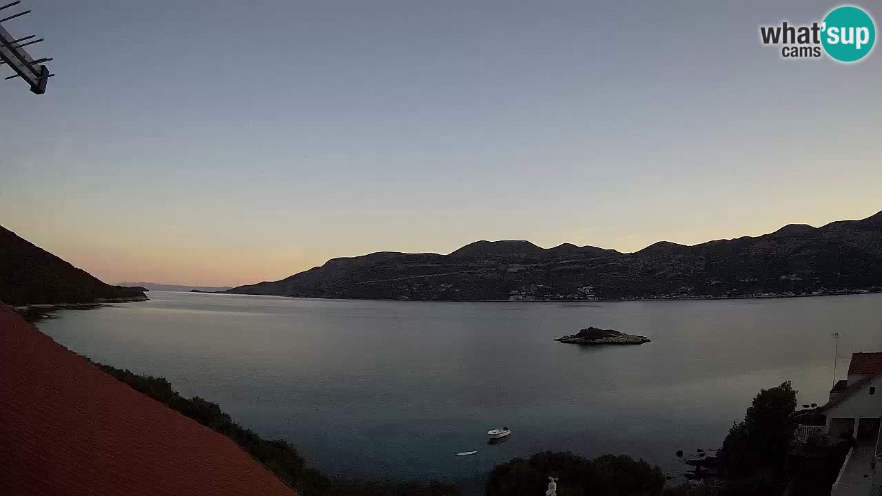 Korčula live webcam – Tri Žala panorama verso Pelješac