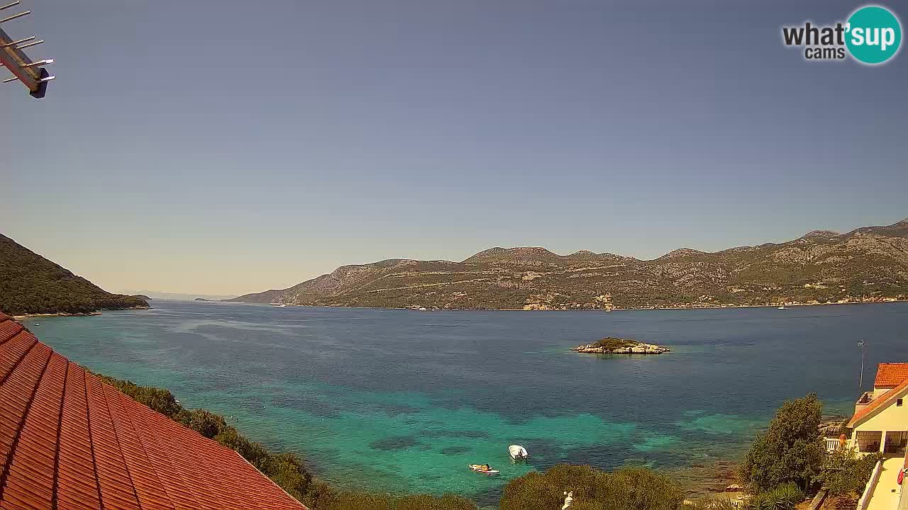 Korčula live webcam – Tri Žala panorama verso Pelješac