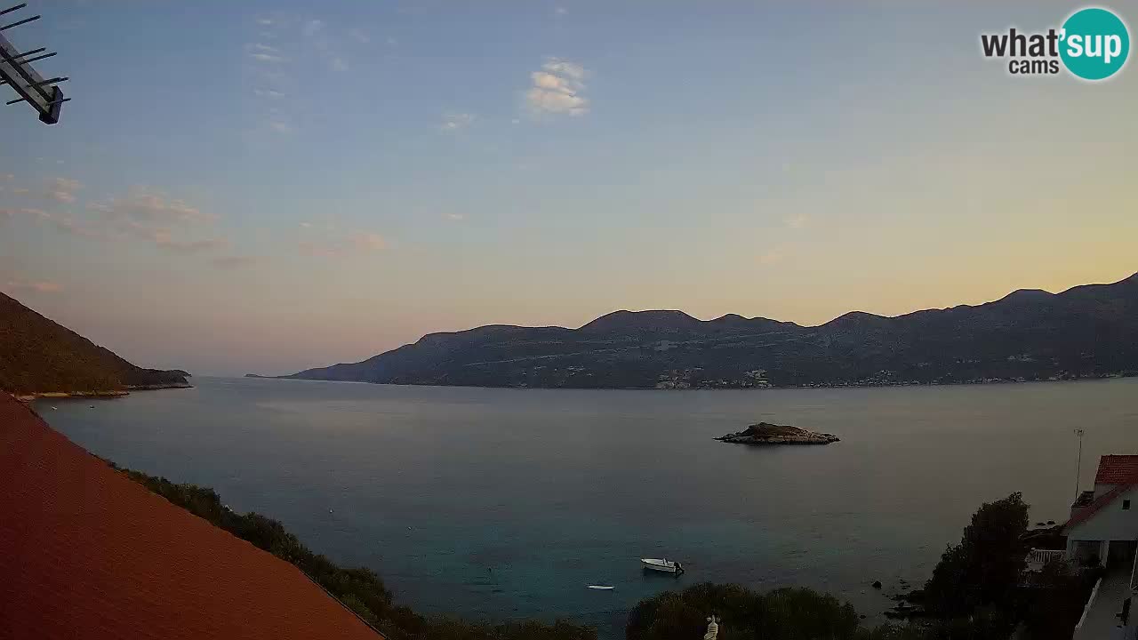 Korčula live webcam – Tri Žala panorama verso Pelješac