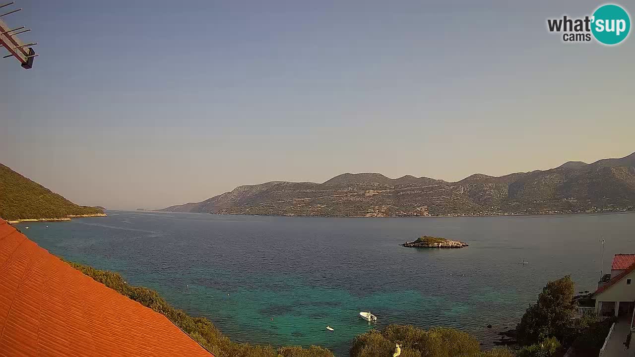 Korčula live webcam – Tri Žala panorama verso Pelješac