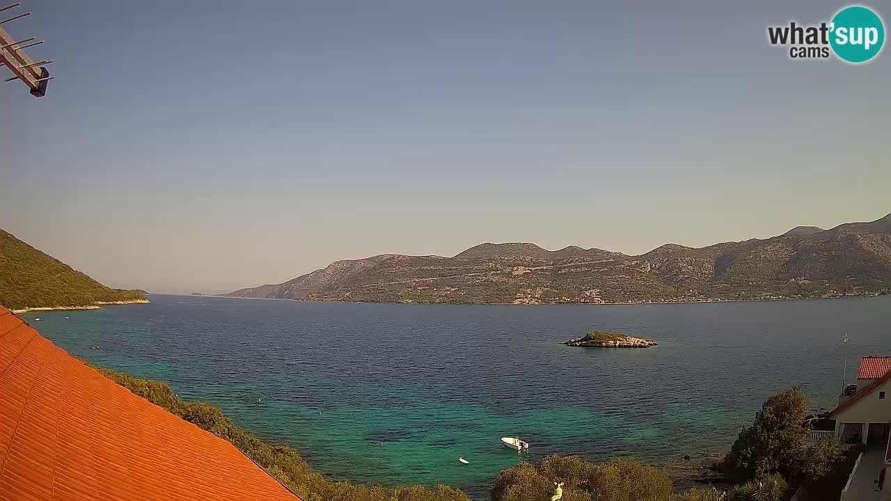Korčula live webcam – Tri Žala panorama verso Pelješac