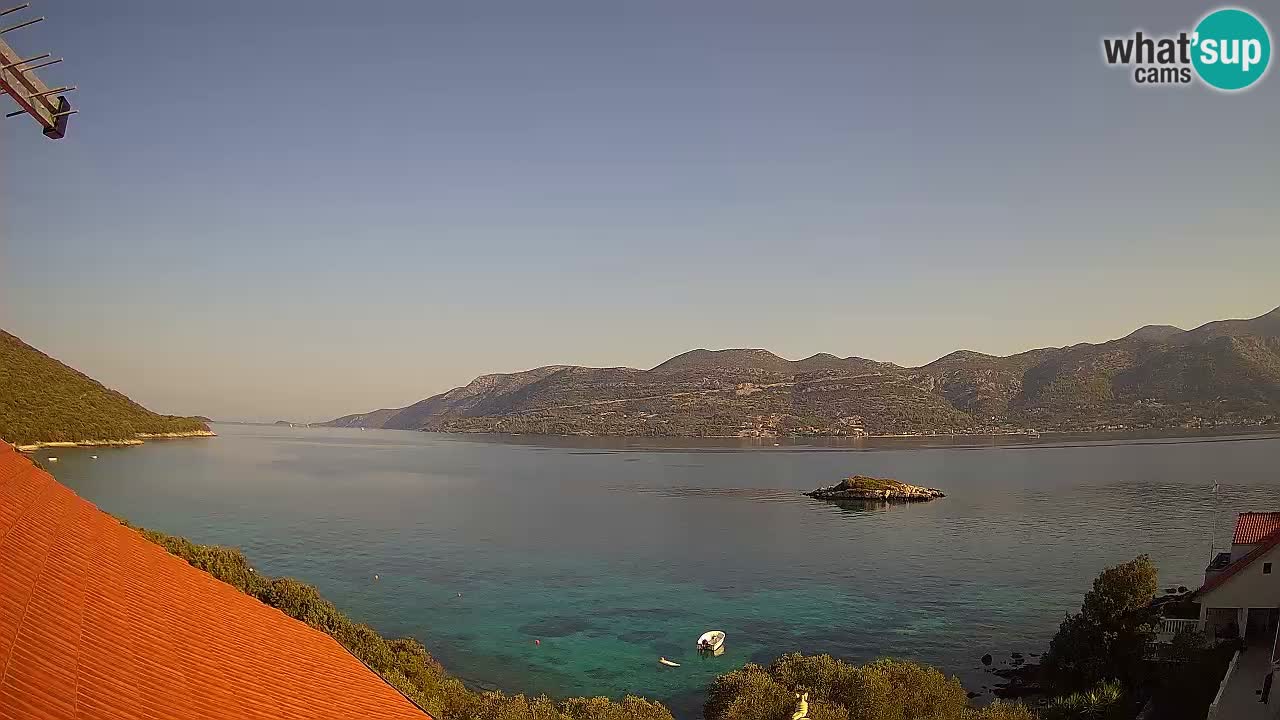 Korčula live webcam – Tri Žala panorama verso Pelješac
