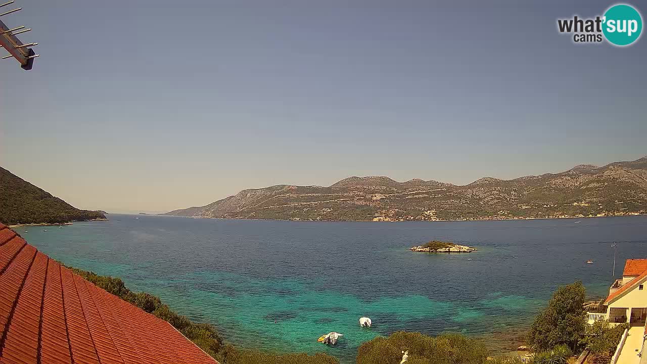 Korčula live webcam – Tri Žala panorama verso Pelješac
