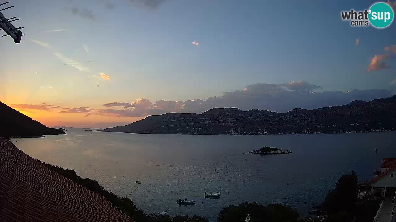 Korčula live webcam – Tri Žala panorama verso Pelješac