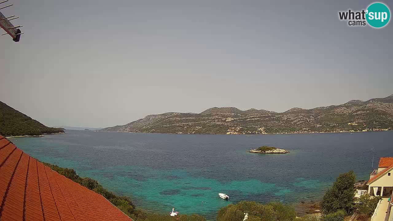 Korčula live webcam – Tri Žala panorama verso Pelješac