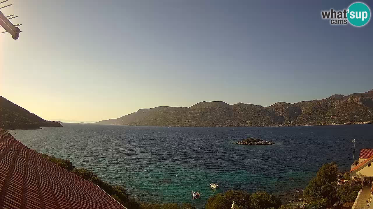 Korčula live webcam – Tri Žala panorama verso Pelješac