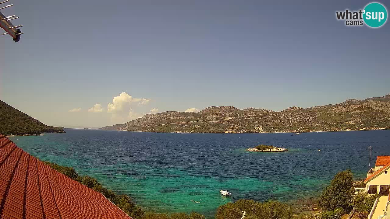 Korčula live webcam – Tri Žala panorama verso Pelješac